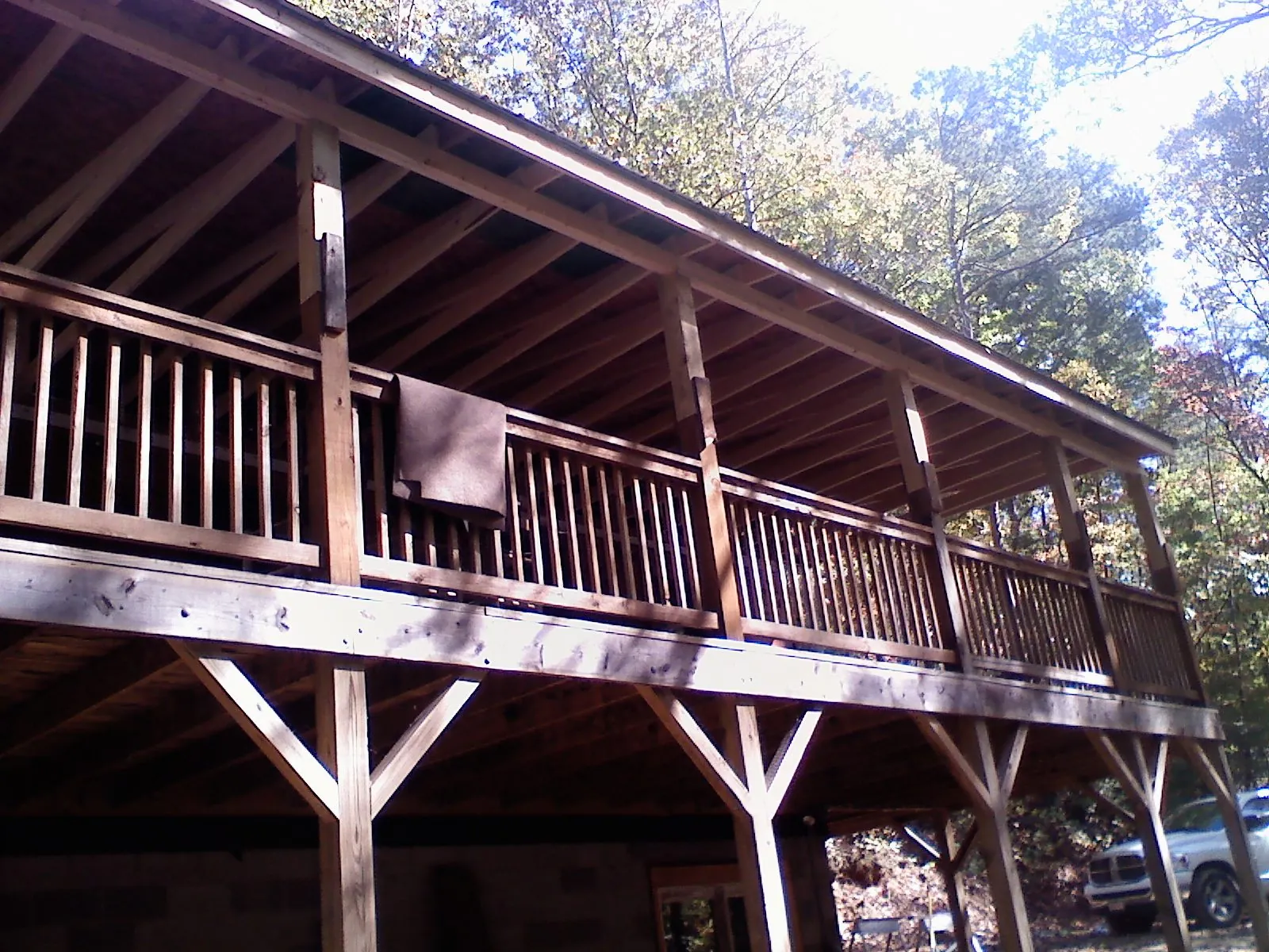 Timber framing under a new elevated porch and deck — Roof Leak Repair in Riegelsville by Roofing Brothers